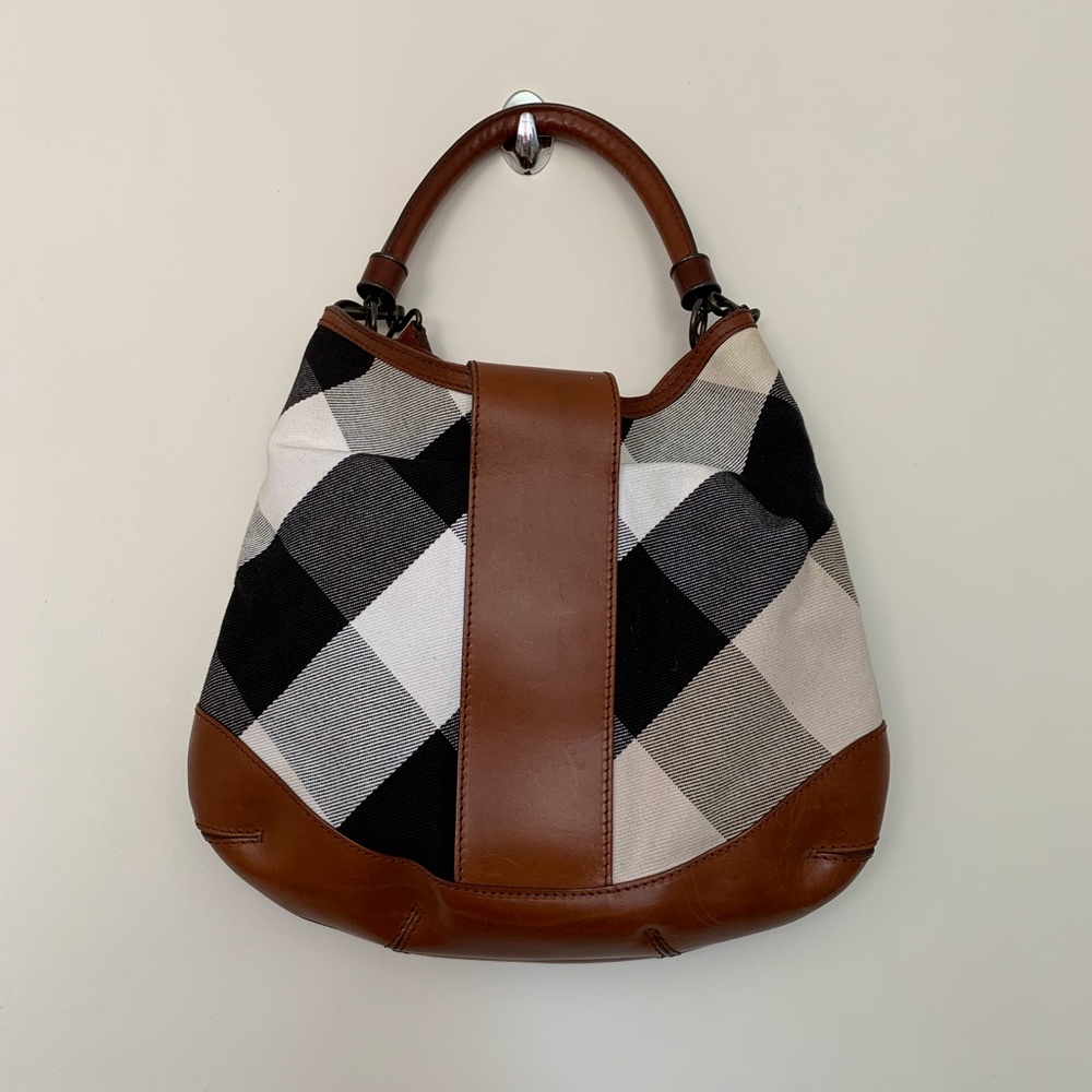 💯Authentic Burberry Mega Check Canvas Medium Hobo - Picture 2 of 8